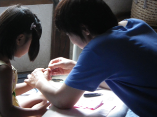 A先生と、「青の部屋」で。